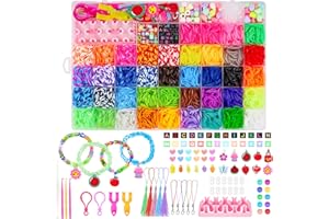 Sofore Elastici per Braccialetti, 5000+ Kit Braccialetti Colorati per Bracciale Loom Bands Kit 54 griglia fai da te Bambina Elastici di Gomma Bracciale Giochi Ragazza