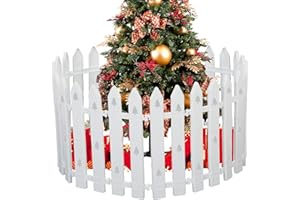 VFZILH 40cm großer Zaun für den Weihnachtsbaum,Großer 24pcs weißer Lattenzaun für den Weihnachtsbaum,Weihnachtsbaumzaun Kunststoff für Haustiere,Weihnachtsbaumzaun für Kinder,bastelnde Weihnachtsbaummuster