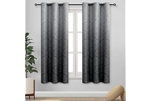 DWCN Blackout Curtains Color Gradient Gradually Changed Decorative Ring Top Eyelet Window Elegance for Bedroom Livingroom Nursery Room 2 Panels,46" Wx72 L Black