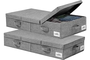 YAJIAYA 2Pack Underbed Storage Box with Lid - Foldable Clothes Storage Bag with 3 Convenient Handles - Perfect Solution for Clothes, Bedding, and Duvets,Size 79x40x15.3cm