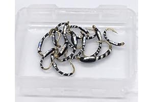 BESTCITY TACKLE Fly Fishing Epoxy Buzzer Black Holographic Silver MIXED Sizes 10-14 Pack of 12 PK #10