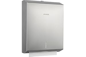 AIKE Distributeur d'essuie-Mains 400 Feuilles en Acier Inoxydable avec Serrure AK5181 (H2 & Z-Fold Papier plié 27 x 10 cm ou Plus Petit)