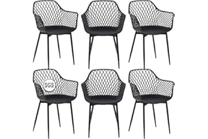 ‎BUYBYROOM buybyroom Gartenstuhl 6er Set, Outdoor Stuhl mit Armlehne, Armlehnensessel Loungesessel Lehnstühle, Gartenstühle 120 kg belastbar, Schwarz