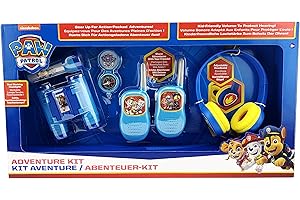 EKIDS Paw Patrol, Adventure & Music Gift Set. Volume Friendly Heaphones, Push to Talk Walkie Talkies, Compass, Flashlight and Binoculars BMDPWV302