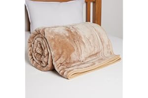 EGYPTO Luxury Tan Fleece Blanket Double – Warm & Cozy Large Faux Fur Throws for Sofas & bed – Anti Allergy Blanket – Versatile Outdoor Blanket Throw (Double (150cm x 200cm), Camel Tan)