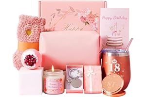 BEYOTINY 18th Birthday Hamper Basket for Her - Turning 18 Year Old Female Birthday Gifts, Pamper Box for Ladies, Personalised Presents for Mom, Wife