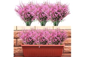 BAERTMY Künstliche Pflanzen Blumen Kunstblumen Im Topf Wie Echt UV Beständig 10 Bündel Fake Flowers Künstliche Balkonpflanzen Sträucher Deko Kunstblume Lavendel für Tisch Haus Garten Dekoration (Rosa)