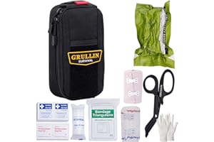 Grullin 41 PCS Trousse de premiers soins ifak med Trauma, trousse de premiers soins mini - tactique molle, Tactical First Aid Pack Vehicles, Trucks, car Emergency Bleeding Control Pack (Black)