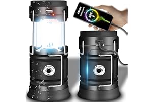 Retoo Przenośna latarnia kempingowa LED z akumulatorem i 2 trybami świecenia, super jasna, składana lampa outdoorowa, światło kempingowe z funkcją powerbanku, elektroniczna latarnia do czytania