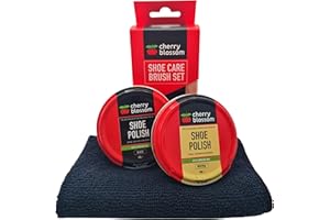 Inese Shoe Shine Kit, Shoe Care Essentials Set for Leather Shoes contains Cherry Blossom Black and Neutral Shoe Polish, 2 Brushes, Microfiber Cloth, Unique Shoe Polishing Guide | Perfect Gift for Men