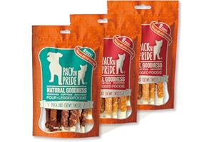PACK'N PRIDE Dog Treats with Chicken & Duck, 3 Pack*90g=270g, Rawhide Dog Chews, Low-Fat, and High in Protein for Small&Medium Dogs