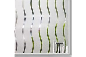 LEMON CLOUD Statici Autoadesivi Pellicola Vetri Finestre Traslucido Motivo Onda Film Adesivo per Decorazione e la Tutela della Vita Privata 44,5 x 200 cm con Utensile