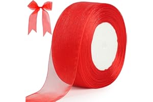 tenn well Geschenkband Rot 40mm, 45M Chiffonband Breit Geschenkband Schleifenband für Geschenkverpackung Brautstrauß Basteln Geburtstag Hochzeit Dekoration