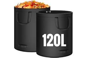 OIFIKAA 120L Heavy Duty Garden Waste Bags, 2 Pack Reusable Gardening Leaf Bags with Reinforced Handles, Tear-Resistant Lawn Bags for Yard Waste, Plant Debris, Grass & Leaves