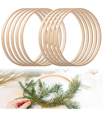 LOT DE 12 Cerceaux En Bois De Bambou Pour Macramé Pour Décoration De