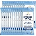 Nurture Valley Rinse Free Bathing Wipes | 192 Microwavable Adult Wash Cloths with Aloe Vera and Vitamin E - No Water Cleansing Bath Wipes - 24 Packs of 8 Wipes
