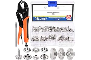 Glarks Heavy Duty Snap Fastener Pliers Snap Setter Tool with 70Pcs 20 Sets Stainless Steel Marine Grade Boat Cover Snap Button Fastener Kit for Repairing Boat Covers, Canvas, Tarp and Fabric