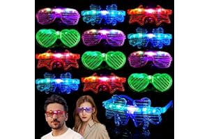 Mikulala 12Pcs Light up Glasses Glow in The Dark, 3 Styles LED Glasses in Bulk for Adults,Neon Glasses for Party Favours,Light Up Toys for Birthday Wedding