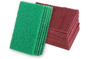 FLOATDREAM 20 Pièces Tampon à récurer, Tampon à récurer Emery, Tampon à Récurer Durable, pour Nettoyer la Cuisine, L'évier et Le Bol (Rouge Vvert)