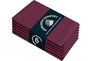 HEIRLOOM COMFORT Hemstitch Cloth Napkins 6 Pack, 100% Cotton, 45x45 cm, Soft, Washable Napkins, Perfect for Hotels, Restaurants, Lunch, Weddings, Events, Parties, Everyday Use, Burgundy Wine