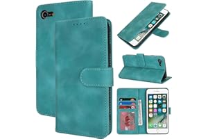 Zouzt Hülle für iPhone SE 2022/2020, 8/7 4,7-Zoll, Stoßfestes PU Leder Handyhülle Lederhülle Klapphülle mit Kartenhalter und Standfunktion Flip Leather Wallet Phone Cover (Vintage Mintgrün)