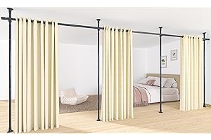 DAKEPOLE Raumteiler Paraventgestell 3 Teilig Gardinenstange ohne Vorhang, Flexibel Verstellbarer Paravent,Raumtrenner oder Gardinenstange,Sichtschutz für Wohnzimmer Schlafzimmer, B 420 cm x H 317 cm