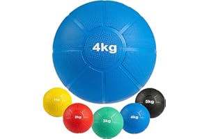 MATCHU - Médecine Ball - Medicine Ball - - Caoutchouc Solide - Disponible en 1, 2, 3, 4 et 5 KG - Disponible en Jaune, Rouge, Vert, Bleu, Noir