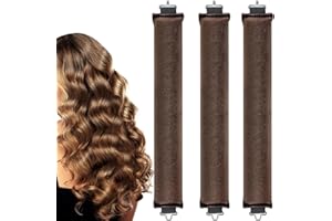 EXCELLAELITE 3Pcs Heatless Blowout Rods,Overnight Blowout Rods for Long Hair,Heatless Curling Rod No Heat for All Hairs,Heatless Rods,Sleeping Lazy Curler Set,for DIY Hair Styling Tools (Brown)