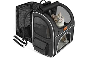Morpilot Erweiterbar Katzenrucksack Große Katzen, Hunderucksack bis 8 kg Katzen Rucksack Groß für Katzen und Kleine Hunde Faltbare mit Innerer Sicherheitsleine und Haustiermatte