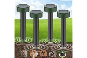 BOJYS Ahuyentador de Topos, Ahuyentador Solar Ultrasónico Impermeable para Ratones, para Céspedes y Jardines Repelente de Topo para Anti Serpientes, Ratones, Lagartos (4 Piezas)