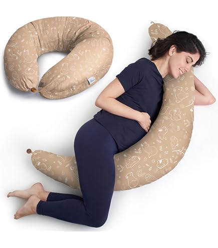 Coussin De Grossesse Et Coussin D'allaitement - En Coton - Oreiller De Maternité Multifonctionn En Forme De U - 70 * 130cm - BLEU - Puériculture & Eveil Bébé