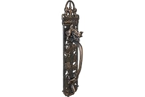 Design Toscano Le Dragon de la Maison Durley Décor Gothique Poignée de Porte Plaque de Poussée, 30 cm, fonte, Bronze couleur
