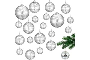 Topzora 20 stück Spiegelkugel,4 größen Discokugel,Mini Discokugel mit Hängendem Ring für Weihnachtsbaum Hochzeit Geburtstagsfeier Dekoration Lichteffekt(2.4", 2", 1.6", 1.2")