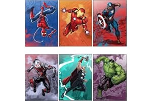 Ubephant Superheroes Acuarela Imágenes Pósteres, Super Hero Decoraciones de Pared, Poster Marvel, 6PCS Superhéroes Acuarela Arte Impresión en Lienzo, para Pared Decorativo Sala Dormitorios 20 * 30 cm