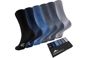 Niorasen 6 Pairs Bamboo Mens Socks, Comfortable Soft Top Crew Socks, Breathable Smart Classic Dress Sock with Gift Box for Everyday Business Casual