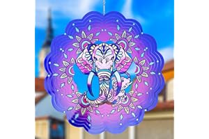 TOPCITY Wind Spinners for Garden 3D Hanging Wind Spinner Elephant Ornament Gifts for Women/Men,12inch Metal Wind Kinetic Sculpture for Outdoor&Indoor Decor, Yard Art Decoration