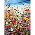 Yaostarart Paint by Numbers for Adults Wild Flowers,Paint by Number Canvas,Flowers Adult Paint by Numbers Canvas Kits,Number Painting Adults Flower for Gifts Home Wall Decor 12x16inch