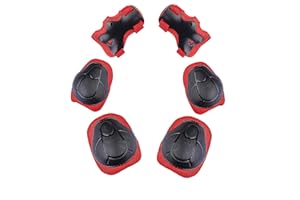 QH-Shop Kind's Knieschoner,Schutzausrüstung Kinder mit Einstellbarer Wrist einschließen Ellenbogenschützer Handgelenkschützer Knieschützer für Scooter Skateboard Radfahren Reiten Multi Outdoor 6packs