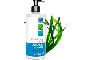 bleu & marine Bretania - Mild rengöringsmjölk, Berikad med alger, kollagen och aloe vera, För alla hudtyper, Särskilt för känslig hud, 1000 ml