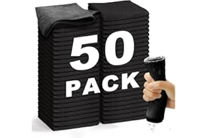 WEAWE® Mikrofasertücher - Serie 2100 (33x33cm) Superweiches, Hochsaugfähiges putztücher Lappen küche, wiederverwendbar, fusselfrei, waschmaschinenfest Microfasertücher Schwarz (50 Stück)