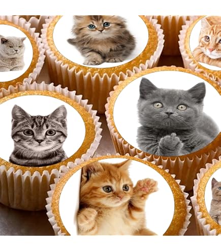 Happy Birthday Cats Edible Cake Topper - 9.5 Inch Round Pre-Cut Frosting Sheet For Baking