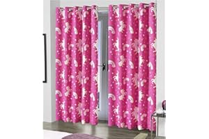 Hendem. Blackout Glow in The Dark Pair Curtain Ring Top Thermal Insulated Energy Saving Girls Boys Children Eyelet Curtains (Unicorn, 66" x 72")