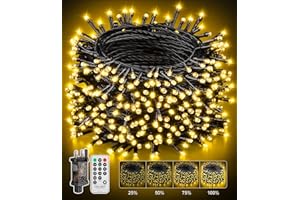 PBGMRT Christmas Tree Fairy Lights Outdoor - 50m 500LED Warm White String Light Mains Powered Dimmable 8-Modes Timer Remote Control Indoor Outside Waterproof Xmas Lighting Decoration