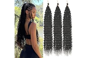 Mscat 18 Inch Ocean Wave 3Pack Crochet hair Extexsions Black Deep wave Synthetic hair Curly Braiding hair for Black Women 1B#