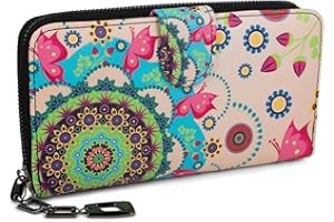styleBREAKER Monedero con Motivo de Flores étnicas y floración, diseño Vintage, Cremallera, Mujeres 02040040