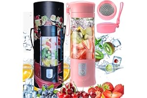 LITTLE ANTS Mini Blender Rechargeable USB pour Smoothie, Milk-shake,Jus de fruits, Portable 350-420ml 6 Lames pour Sport et Voyage,Sans BPA,Noël Cadeau pour la Famille (Rose)