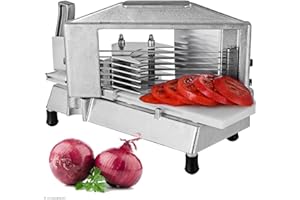 Happybuy Comercial Cortador de Tomate 4,7 MM Cortadora de Tomate Cortador para Tomate en Rodajas Cortador Comercial de Tomate con Tabla Incorporada Cortadora de Tomates con Hojas de Acero Inoxidable