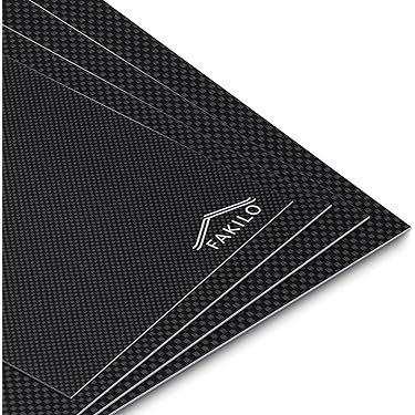 Foglio Di Fibra Di Carbonio 200x400x0.5mm - Superficie Lucida, Twill - Per Modellismo E Fai-Da-Te