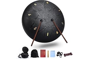 HEPAZ Steel Tongue Drum,Stahlzungentrommel,6 Zoll 8-Ton G-Schlüssel Stahlzungentrommel,Pentatonische Instrumente Mit SchlagzeugschläGeln,Tragetasche,Notenbuch
