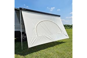 AIRIS Markis, solskydd, husbil, 440 x 190 cm – högkvalitativt bomullstyg, vattenavvisande, enkel montering utan stödstång, ko